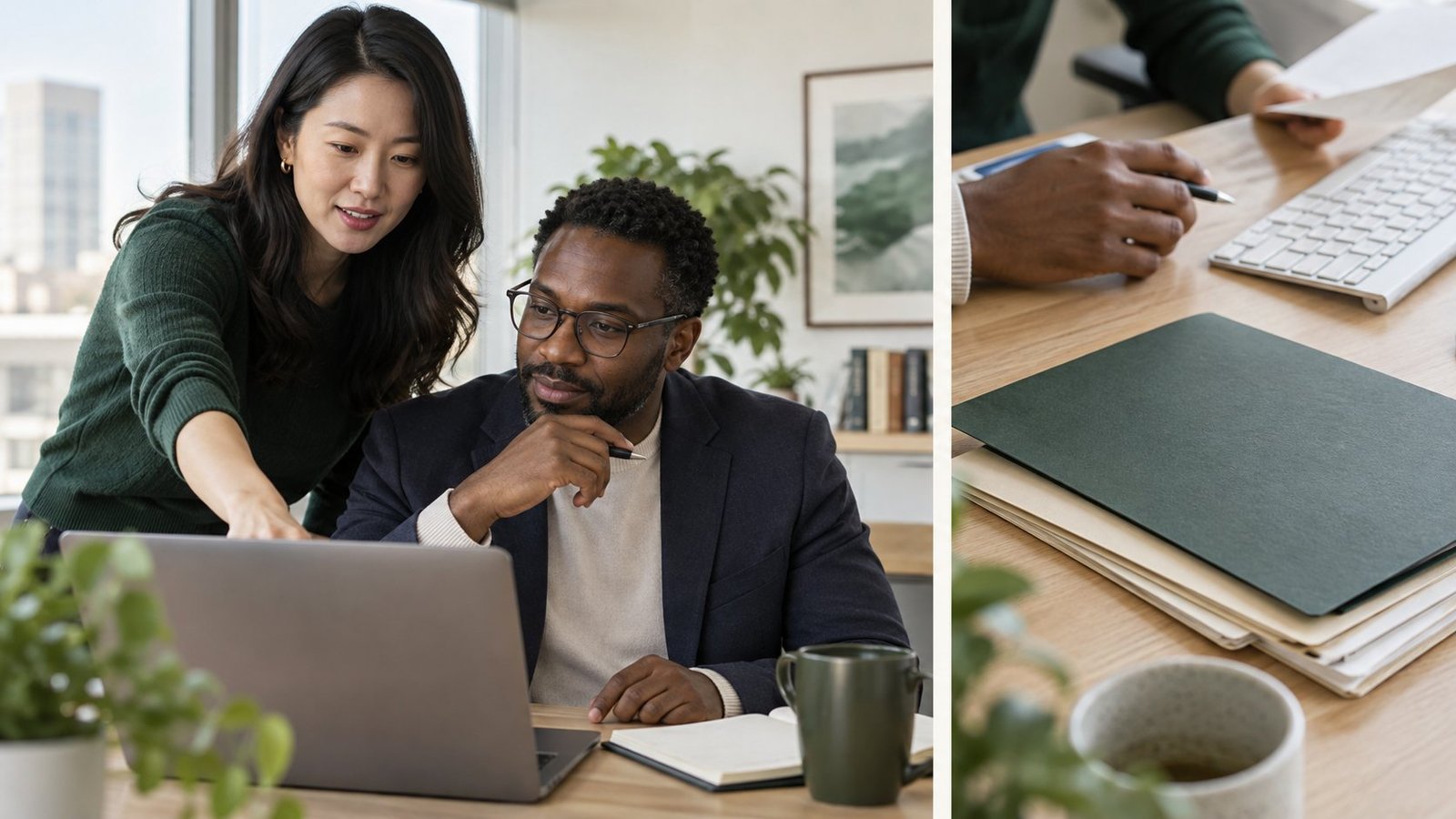 Illustrative collage of people and technology for Workday Talent